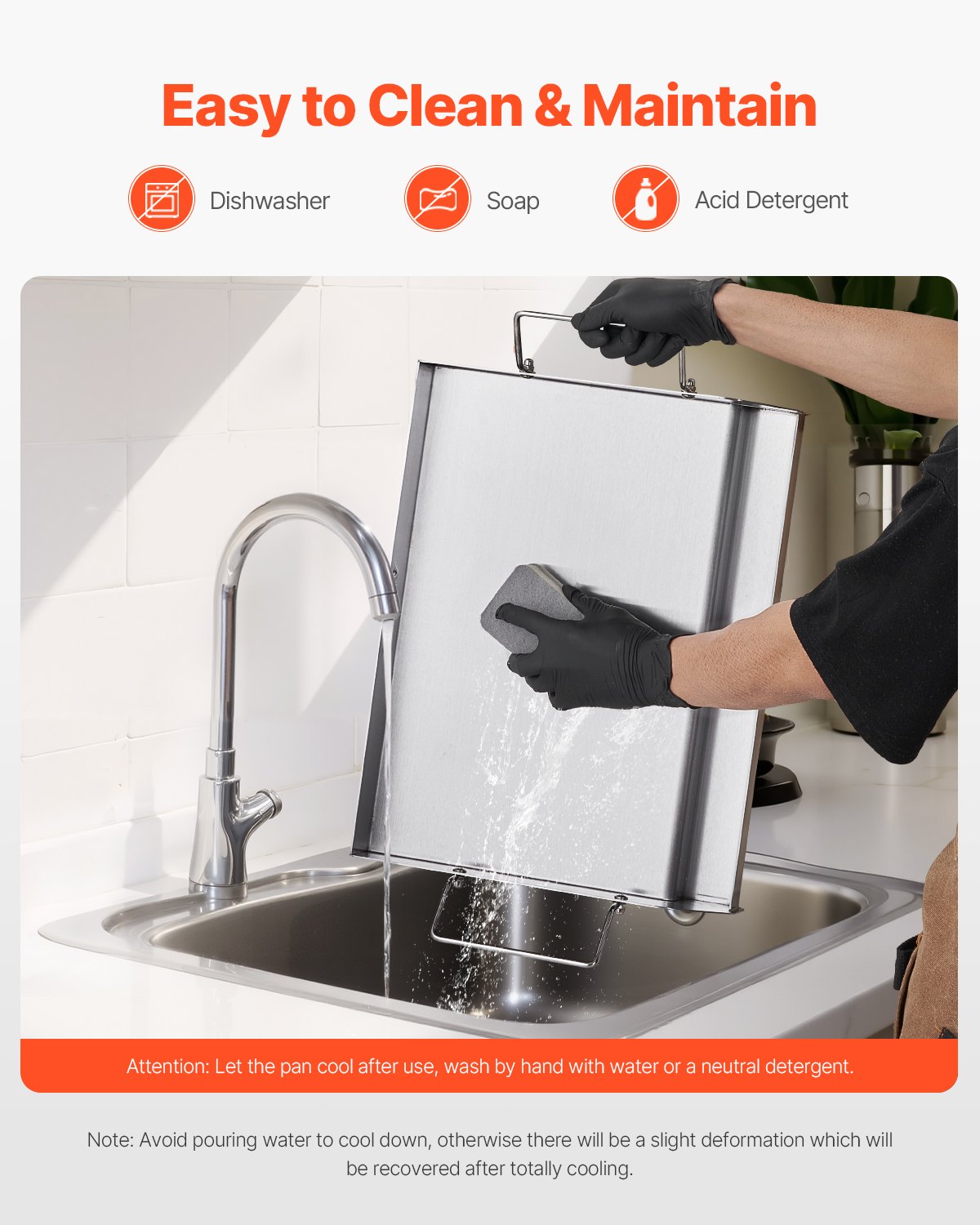 VEVOR Piastra in Acciaio Inox, Piastra Rettangolare Universale da 425x270 mm, Piastra a Gas, Pentole da Fornello Portatili per Famiglie con Manico, per Campeggio, Festa, Eventi da Esterno