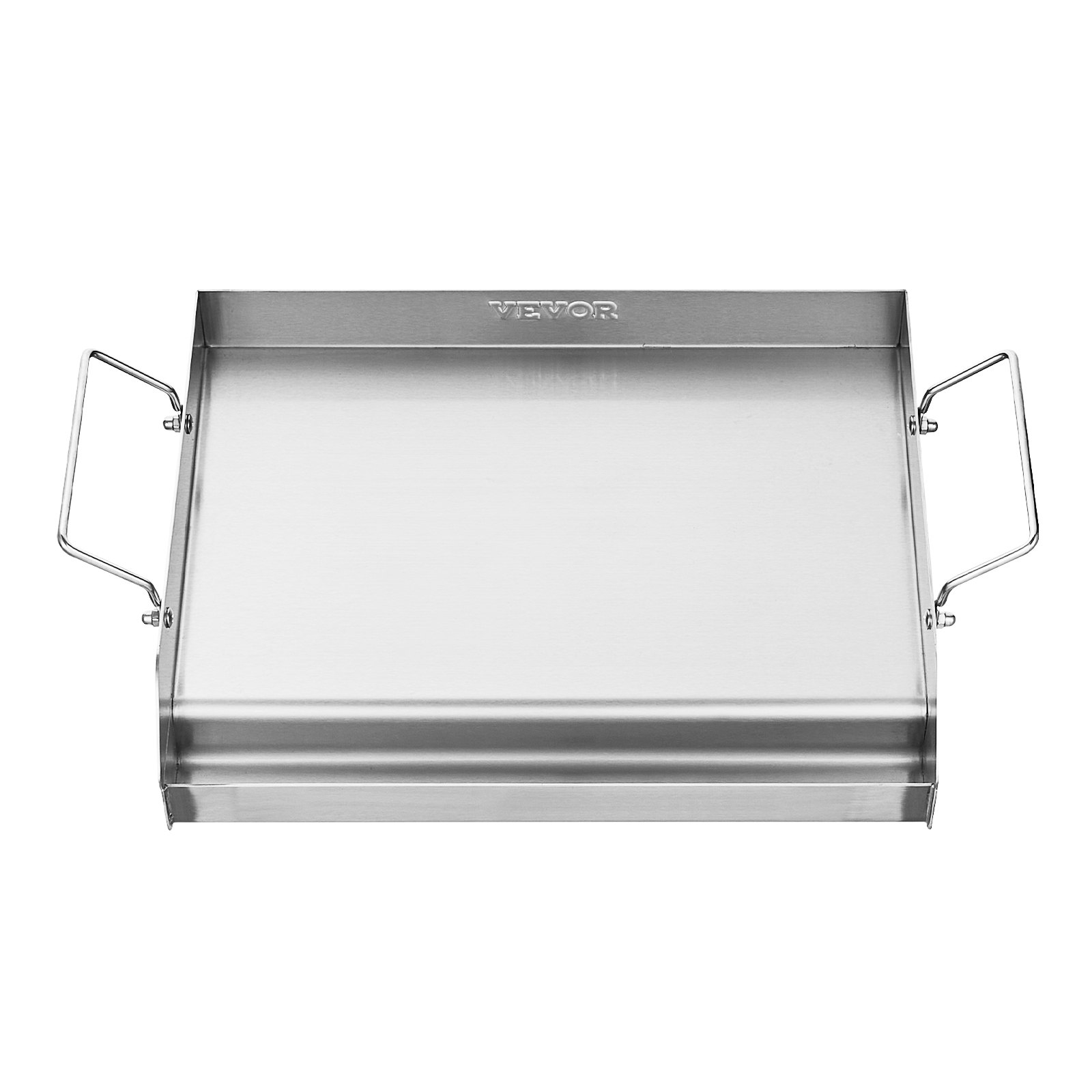 VEVOR Piastra in Acciaio Inox, Piastra Rettangolare Universale da 425x270 mm, Piastra a Gas, Pentole da Fornello Portatili per Famiglie con Manico, per Campeggio, Festa, Eventi da Esterno