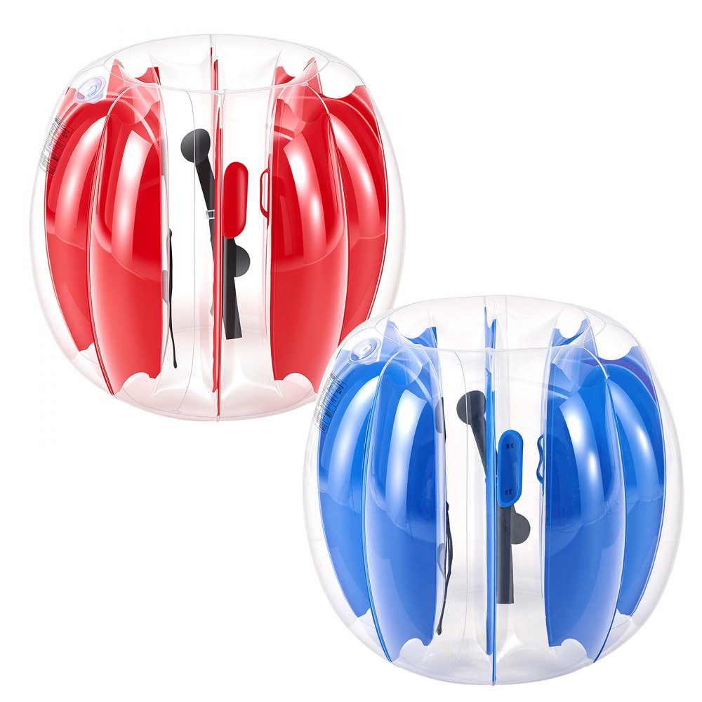 VEVOR Pallone Gonfiabile Trasparente per Bambini Altezza 0,9 m Blu Rosso Divertimento Sportivo per Giardino, Campeggio, Picnic, Parco, Prato, Palla da Sumo, Set 2 pezzi, 2 Colori, in PVC Rinforzato