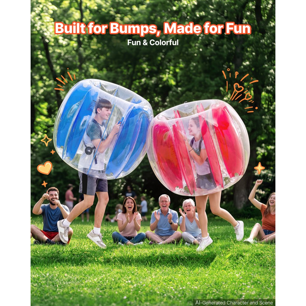 VEVOR Pallone Gonfiabile Trasparente Paraurti Diametro Esterno da 1,2 m Divertimento Sportivo per Giardino, Campeggio, Picnic, Parco, Prato, Giochi Squadra, Set 2 pezzi, 2 Colori, in PVC Rinforzato