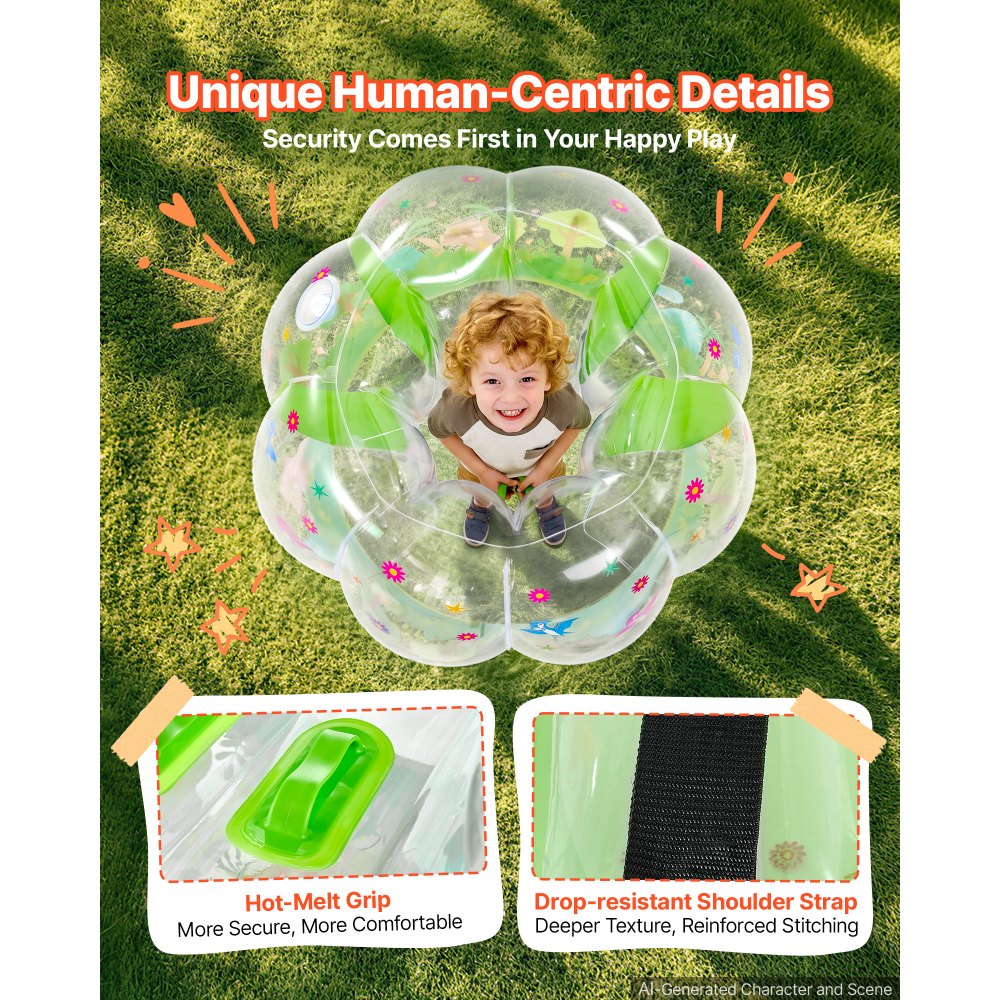 VEVOR Pallone Gonfiabile Trasparente Diametro Esterno 950mm Altezza 900 mm Divertimento Sportivo per Giardino, Campeggio, Parco, Prato, Palla da Sumo, Set 2 pezzi, in PVC Rinforzato, Giochi di Squadra