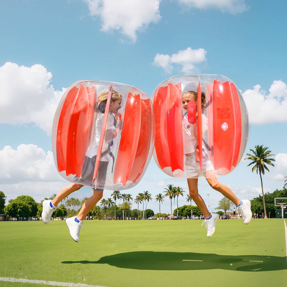 VEVOR Palline Paraurti Gonfiabili, Vestito Portatile di Pallone da Sumo per Sport all'Aperto Gioco di Squadra, Giocattolo per Giardino Cortile da Calcio per Attività Striscia Rosse 0,9 m 2 Pezzi