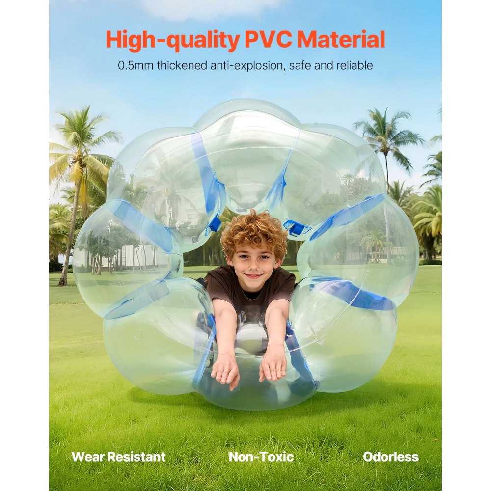 VEVOR Palline Paraurti Gonfiabili, Vestito Portatile di Pallone da Sumo per Sport all'Aperto Gioco di Squadra, Giocattolo per Giardino Cortile da Calcio per Attività Striscia Blu 1,2 m 1 Pezzo