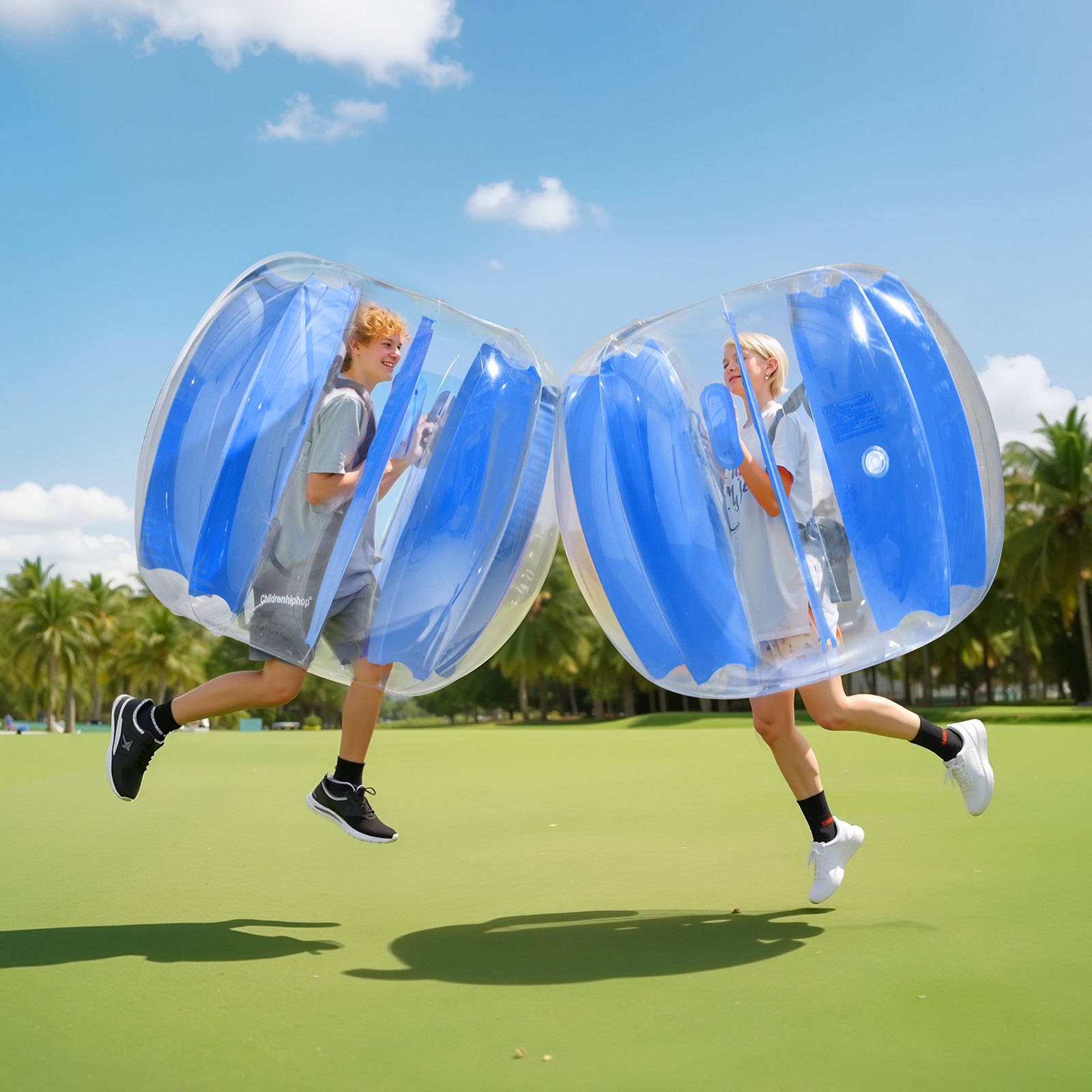 VEVOR Palline Paraurti Gonfiabili, Vestito Portatile di Pallone da Sumo per Sport all'Aperto Gioco di Squadra, Giocattolo per Giardino Cortile da Calcio per Attività Striscia Blu 1,2 m 1 Pezzo
