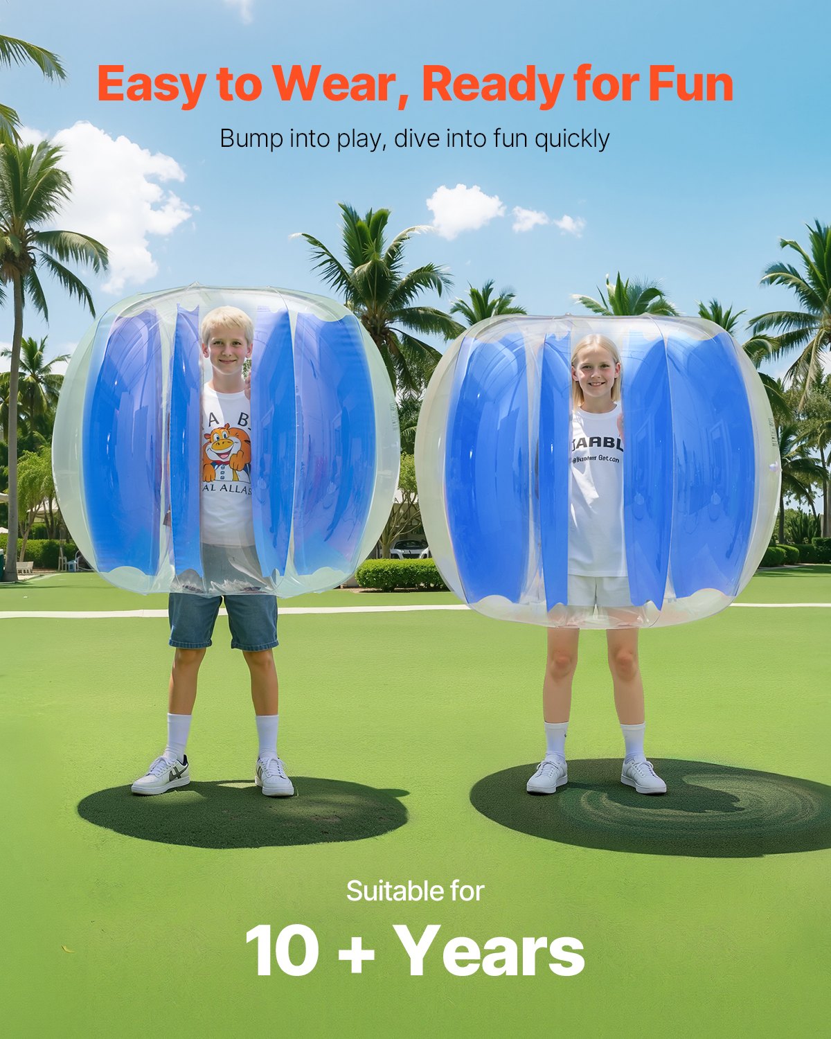 VEVOR Palline Paraurti Gonfiabili, Vestito Portatile di Pallone da Sumo per Sport all'Aperto Gioco di Squadra, Giocattolo per Giardino Cortile da Calcio per Attività Striscia Blu 1,2 m 1 Pezzo