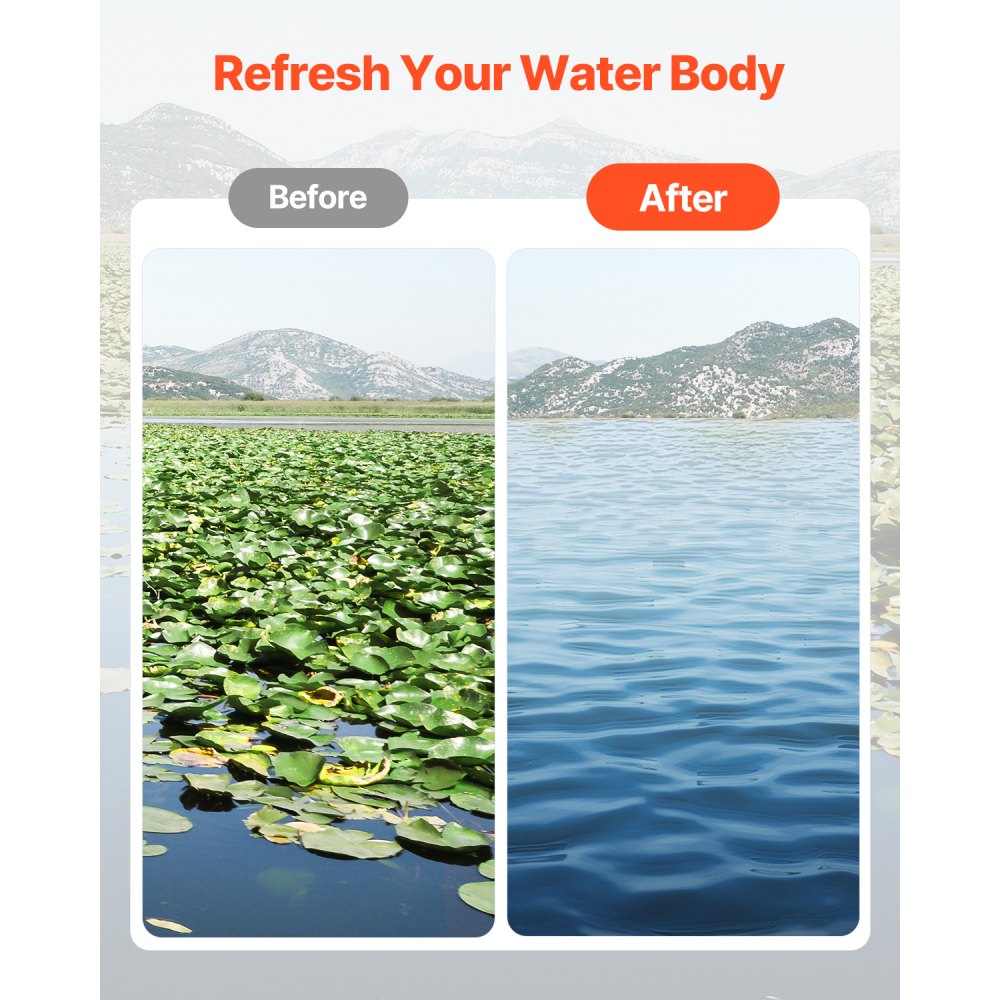 VEVOR Pond Rake, 610x215x355 mm, Double-Sided Weed Removal Tool, Pond Plant Cutter with 9 m Rope, Mounting Hole, No Assembly Required, Ideal for Pond, Lake, Stream