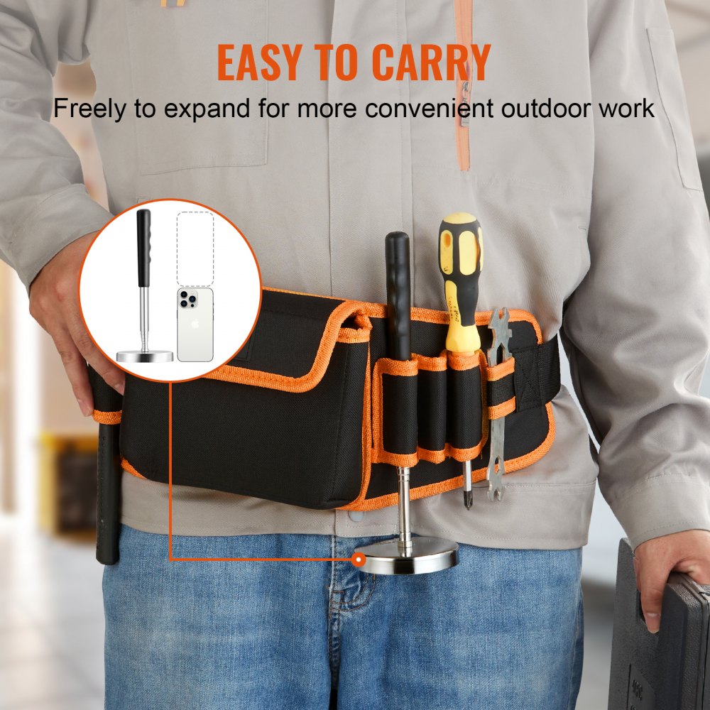 VEVOR Spazzatrice Magnetica Manuale Asta Lunghezza 635 mm Regolabile tra 210-845 mm, Scopa Magnetica per Pavimenti Forza Magnetica Max. 15,9kg Portatile, Raccoglitore Spazzatrice di Trucioli Metallici