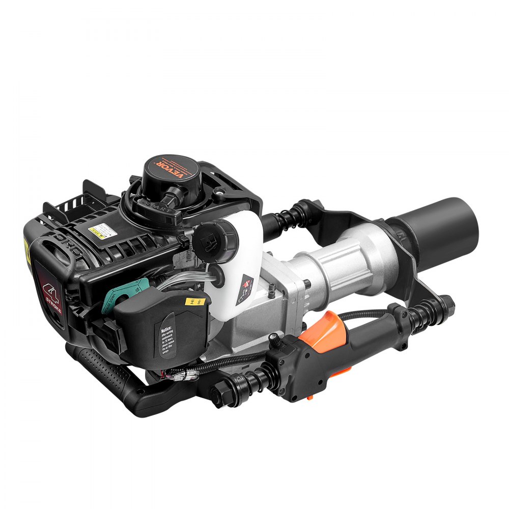VEVOR 37.77cc Gas-Powered T Post Driver, 4-Stroke Engine Gasoline Fence Piling Pounder, with 2 Post Driving Head(55/70 mm) , 1000W Portable Piledriver For Farm, Ranch Fencing, Road Improvements
