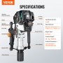 VEVOR 37.77cc Gas-Powered T Post Driver, 4-Stroke Engine Gasoline Fence Piling Pounder, with 2 Post Driving Head(55/70 mm) , 1000W Portable Piledriver For Farm, Ranch Fencing, Road Improvements