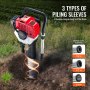 VEVOR 52cc Benzina T-Post Driver 2-Tempi Fence Piling Pounder con 3 Teste