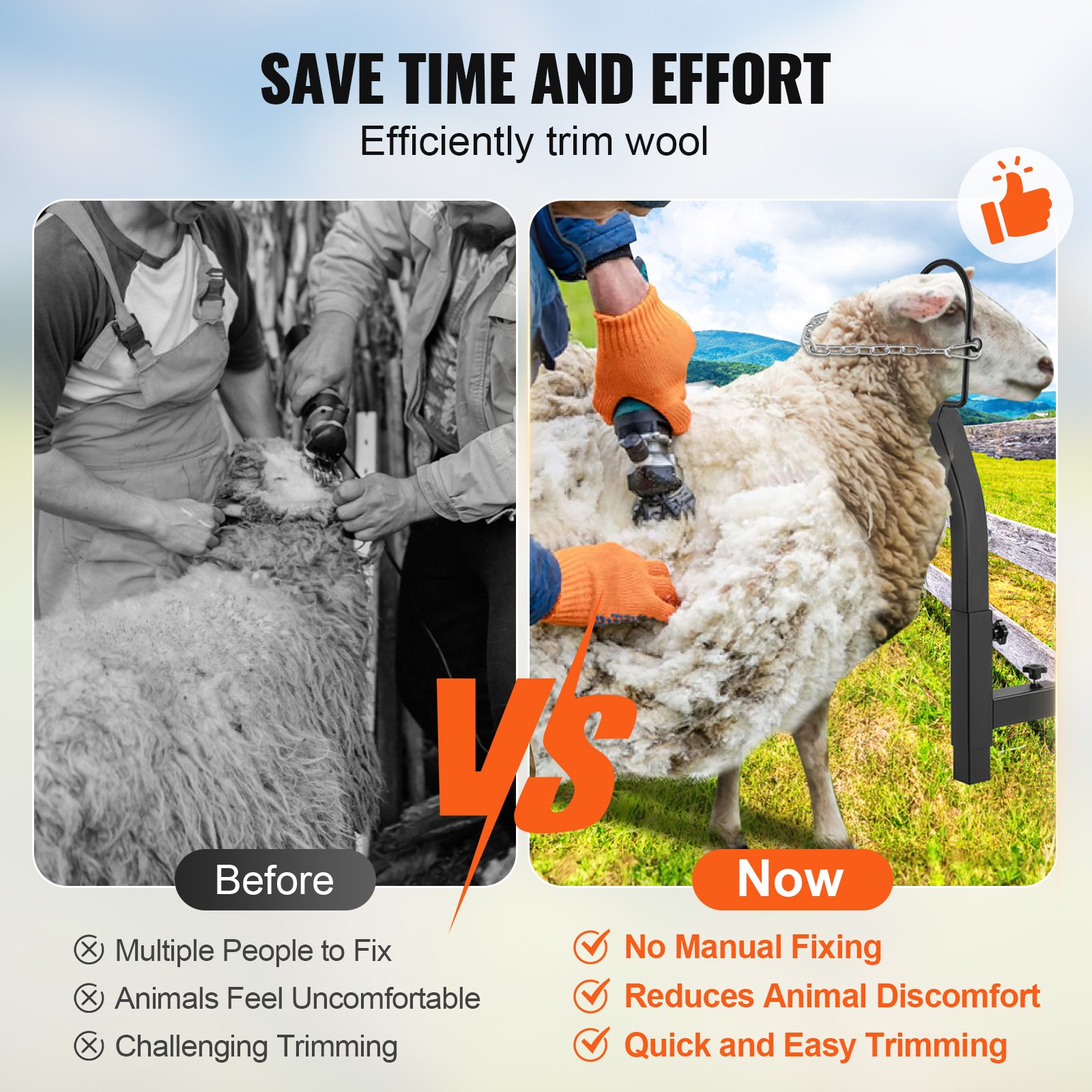 VEVOR Supporto per Rifilatura Bestiame, Supporto in Metallo 238-325 mm per Mungitura e Tosatura Capre Pecore Altezza Regolabile 0-138 mm Supporto Attacco per Cappa con Passante per il Naso, Nero