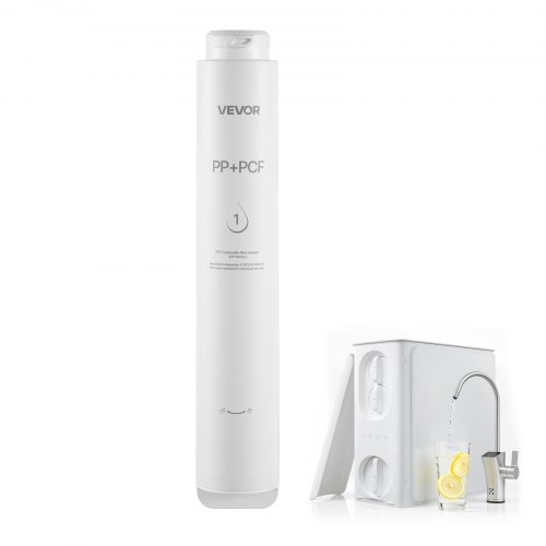 VEVOR Cartuccia di Filtro Precomposita di Ricambio PCF Durata da 12 Mesi Filtraggio da 5 μm, Compatibile con Sistema RO SS-201/SS-202/SS-203/SS-204/SS-205/SS-206, Riduce Cloro, per Acqua Domestica