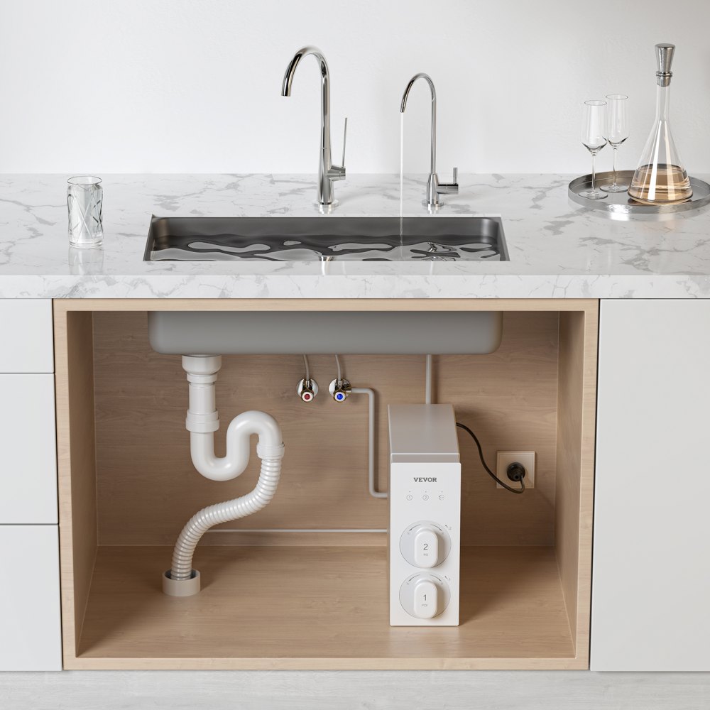 VEVOR Sistema di Osmosi Inversa, Filtro per Acqua a Osmosi Inversa Senza Serbatoio a 8 Stadi da 400 GPD, Sistema di Filtraggio dell'Acqua Sottolavello, Riduce Cattivo Sapore Piombo Cloro