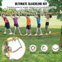 VEVOR Kit Slackline con Linea di Allenamento, Attrezzatura Slackline da 18,3m da Giardino Cortile, Kit di Percorso Corda Stretta per Bambini Adulti 18,3m x 5cm, Set Slackline con Protezioni per Alberi