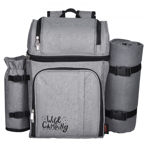 Zaino Da Picnic Per 4 Persone: Capienza 25 Litri, Con Coperta, Posate E Portabottiglie Staccabile, Tessuto Oxford 600D