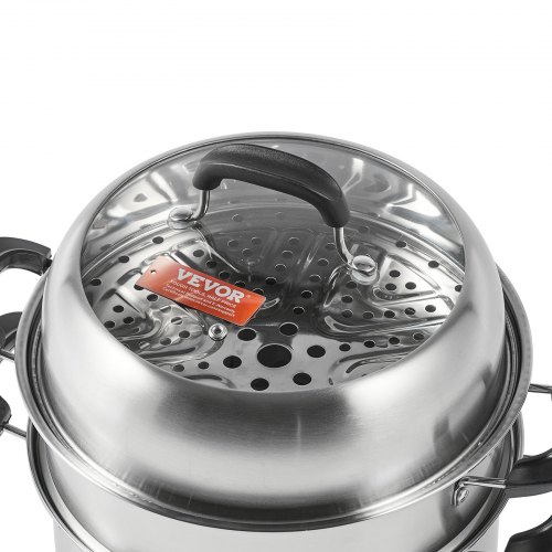 VEVOR Pentola A Vapore 3 Ripiani 28 Cm Vaporiera In Acciaio Inox Capacità 8L Ca