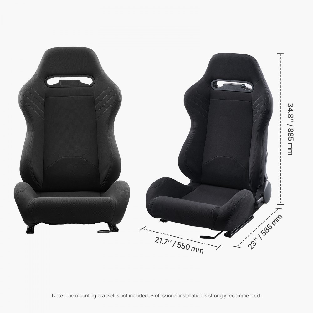 VEVOR Sedile da Corsa Set 2, Abitacolo da Corsa Regolabile con Ampio Angolo di Reclinazione e Schiuma ad Alta Resilienza, Sedia con Tessuto in Poliestere Cursore Q235B, per Auto da Corsa e Go-Kart