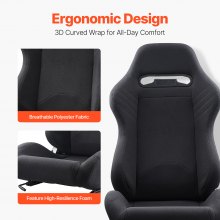 VEVOR Sedile da Corsa Set 2, Abitacolo da Corsa Regolabile con Ampio Angolo di Reclinazione e Schiuma ad Alta Resilienza, Sedia con Tessuto in Poliestere Cursore Q235B, per Auto da Corsa e Go-Kart