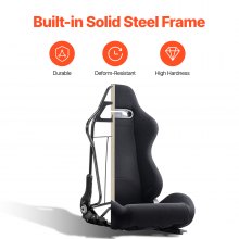 VEVOR Sedile da Corsa Set 2, Abitacolo da Corsa Regolabile con Ampio Angolo di Reclinazione e Schiuma ad Alta Resilienza, Sedia con Tessuto in Poliestere Cursore Q235B, per Auto da Corsa e Go-Kart