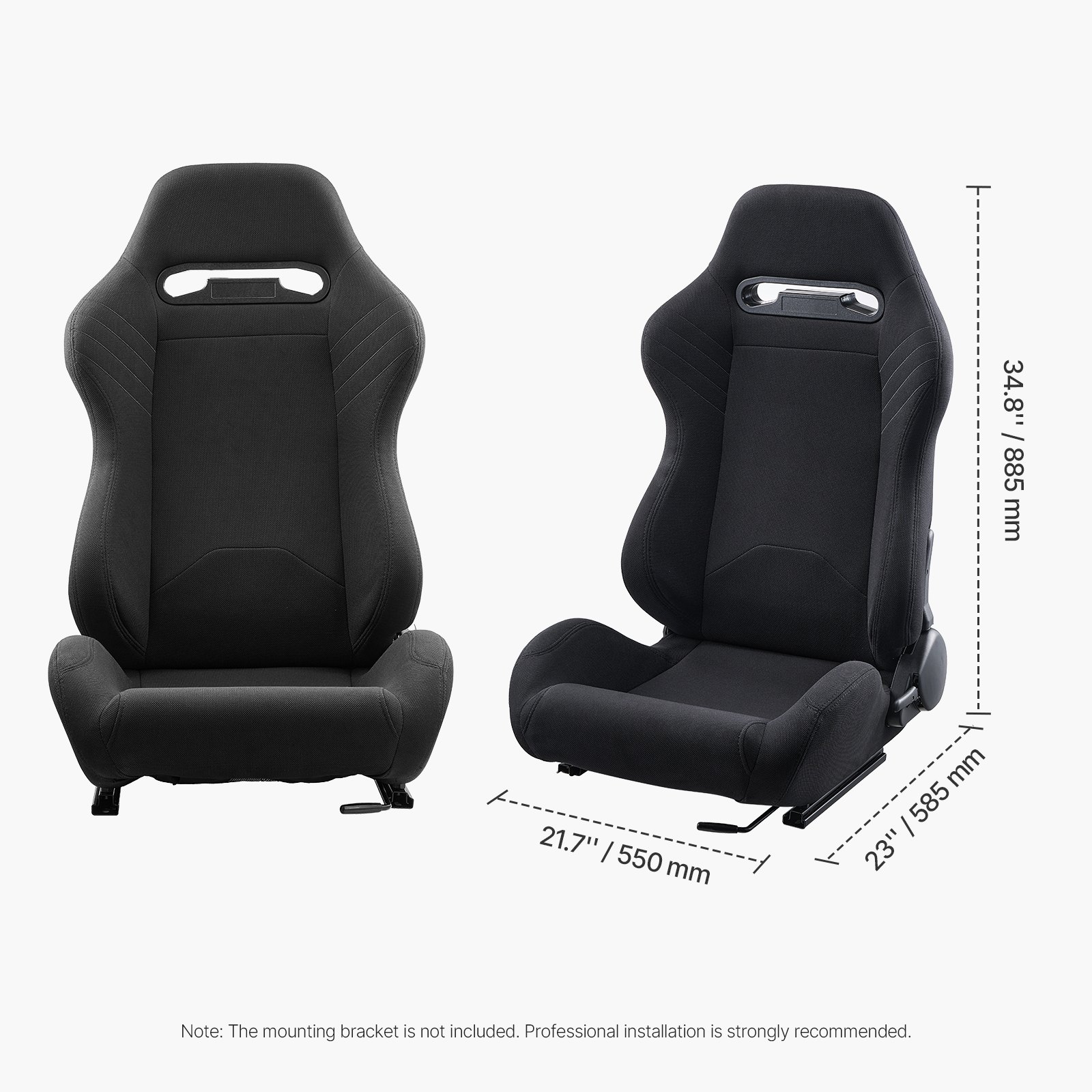 VEVOR Sedile da Corsa Set 2, Abitacolo da Corsa Regolabile con Ampio Angolo di Reclinazione e Schiuma ad Alta Resilienza, Sedia con Tessuto in Poliestere Cursore Q235B, per Auto da Corsa e Go-Kart