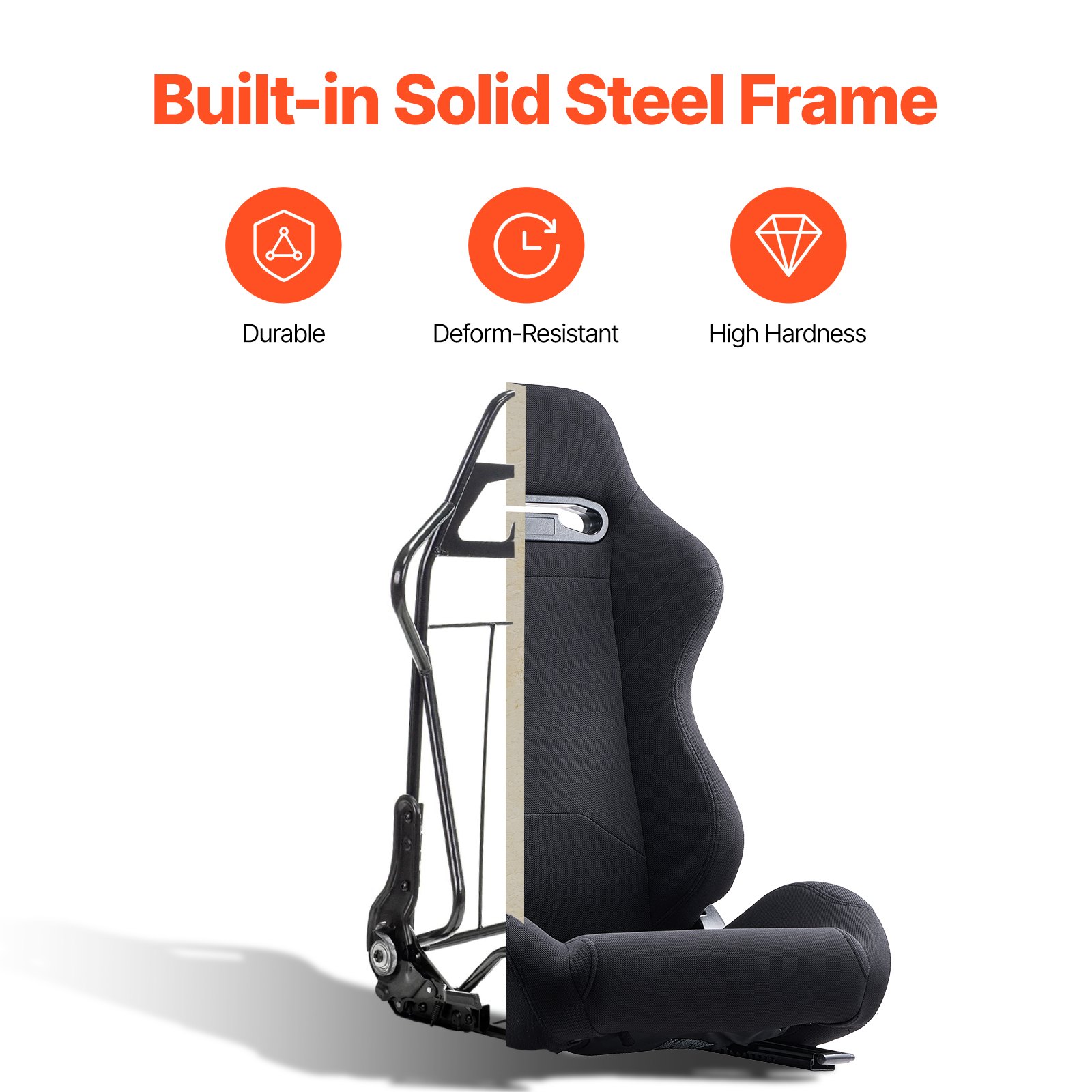 VEVOR Sedile da Corsa Set 2, Abitacolo da Corsa Regolabile con Ampio Angolo di Reclinazione e Schiuma ad Alta Resilienza, Sedia con Tessuto in Poliestere Cursore Q235B, per Auto da Corsa e Go-Kart