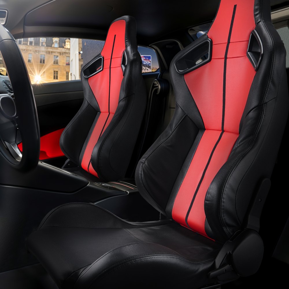 VEVOR Sedile da Corsa Set 2, Abitacolo da Corsa Regolabile con Ampio Angolo di Reclinazione e Schiuma ad Alta Resilienza, con Morbida Pelle e Cursore Q235B, per Auto da Corsa e Go-Kart Peso 25 kg