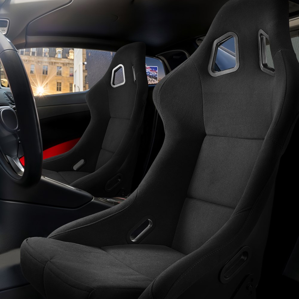 VEVOR Sedile da Corsa per Auto 1 Set, Sedile da Corsa Integrato con Cursore a Doppia Chiusura Schiuma ad Alta Resilienza, Sedia da Corsa con Tessuto in Velluto Cursore Q235B, Adatto per Auto Racing
