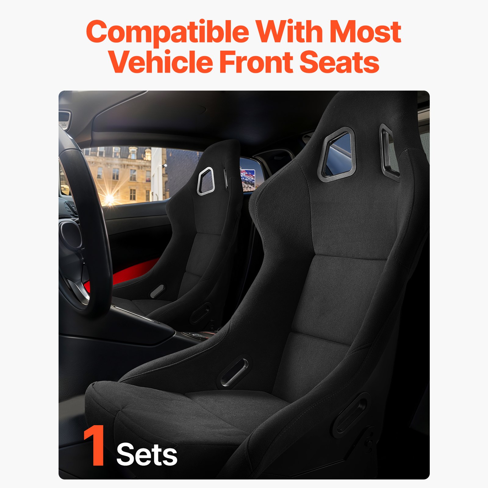 VEVOR Sedile da Corsa per Auto 1 Set, Sedile da Corsa Integrato con Cursore a Doppia Chiusura Schiuma ad Alta Resilienza, Sedia da Corsa con Tessuto in Velluto Cursore Q235B, Adatto per Auto Racing