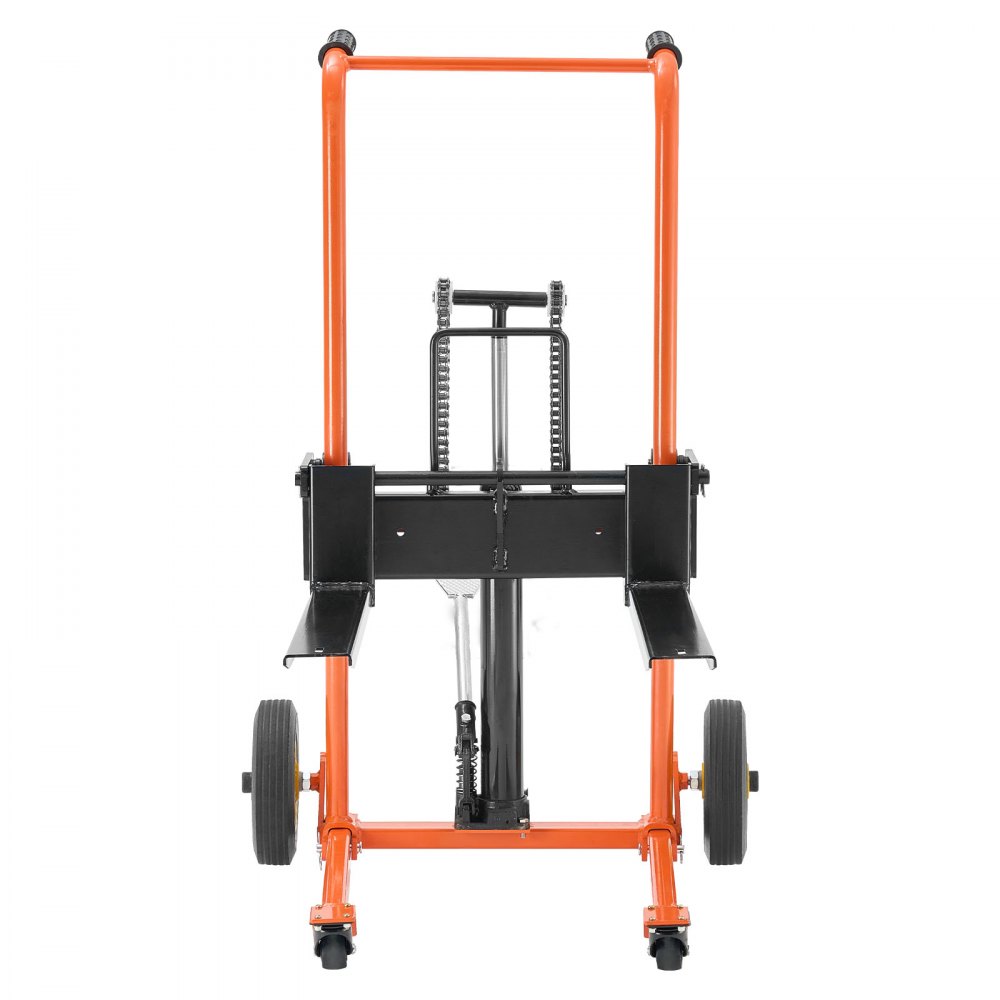 VEVOR Carrello Elevatore Idraulico con Verricello, Capacità di Carico di 205 kg Carrello Elevatore a Forche Pieghevole e Portatile, Altezza di Sollevamento Massima di 900 mm Giallo e Nero