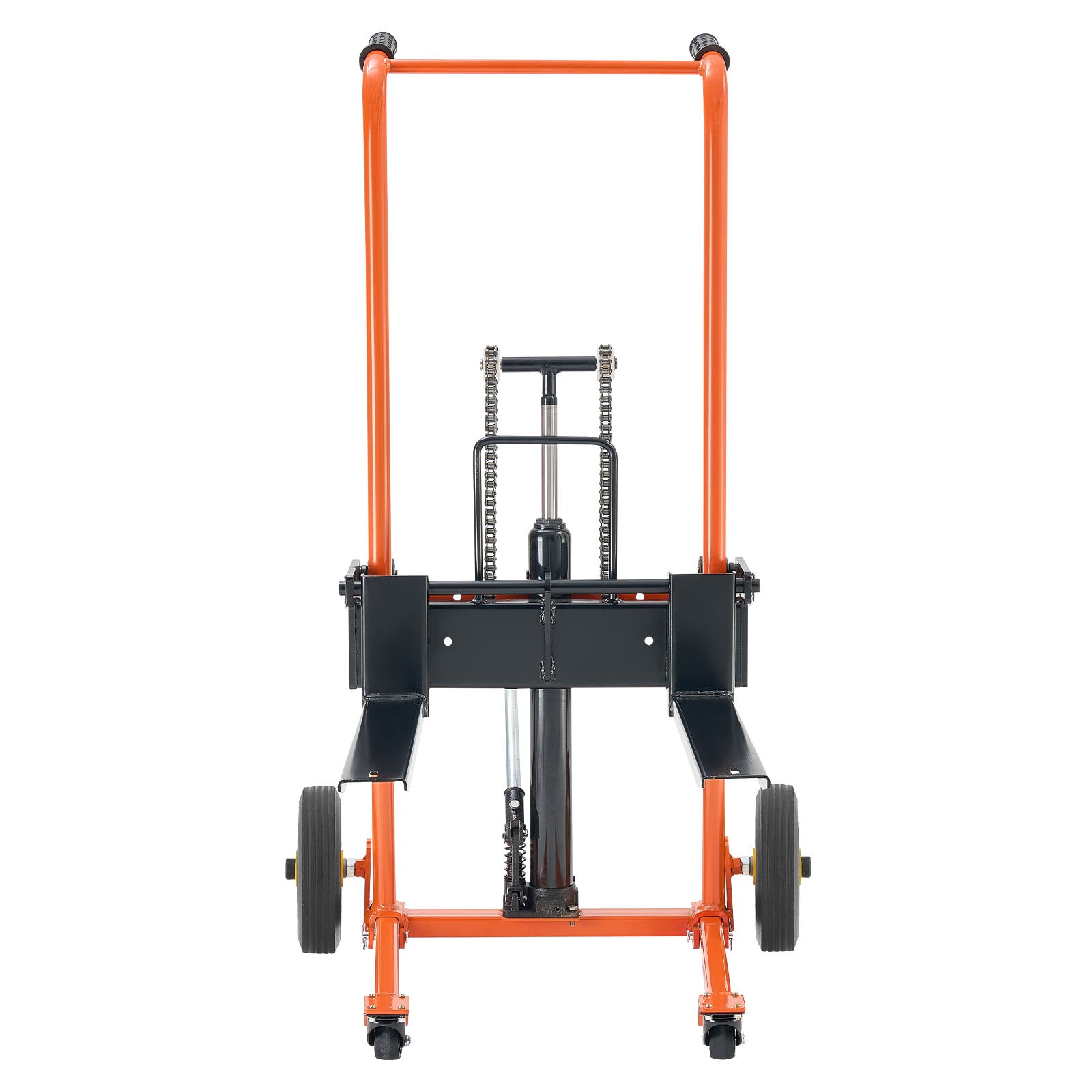 VEVOR Carrello Elevatore Idraulico con Verricello, Capacità di Carico di 205 kg Carrello Elevatore a Forche Pieghevole e Portatile, Altezza di Sollevamento Massima di 1000 mm Giallo e Nero