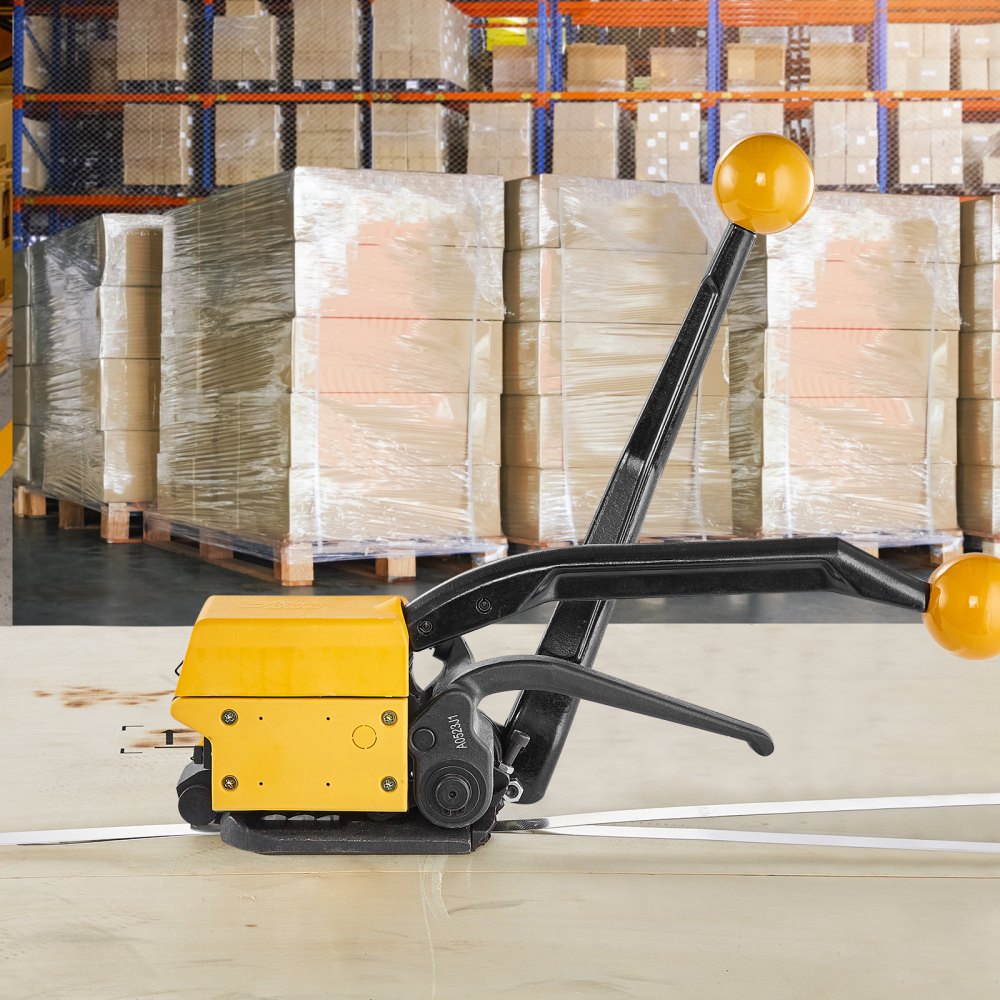 VEVOR Tendireggia in acciaio per larghezza 1,27-1,9 cm, 3 in 1 (tenditore, piegatore, taglierino) Reggiatrice manuale per imballaggio di nastri Macchina per reggiatura in metallo e acciaio per reggia