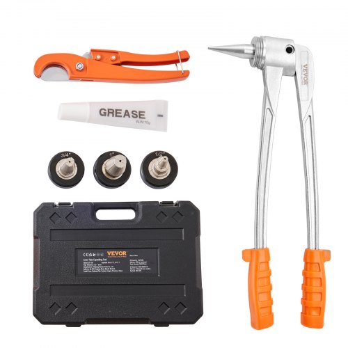 VEVOR Kit di Espansore Manuale a Leva per Tubi PEX da 0,5-2 mm 3 Testine di Espansione 1,27 cm 1,9 cm 2,54 cm, Kit di Strumenti per Espansione per Tubi in Rame Alluminio Ottone Acciaio, Espansore Tubi