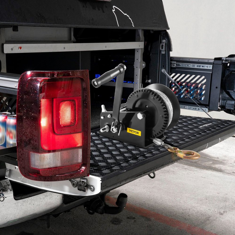 VEVOR Verricello Manuale con Cavo in Acciaio, Capacità di Carico 1588 kg KS-2500 Argano Manuale Nero per Caricare o Trascinare Barche, Attrezzature per Il Prato o Sollevare Oggetti Pesanti