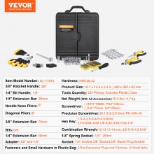 VEVOR Set di Utensili Meccanici Bussole SAE Metriche 6,35 / 9,52 mm 221 Pezzi