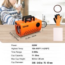 VEVOR Pressa a Caldo per Tazze Bicchiere 620 W Termopressa Fai-da-te 33-89 cL