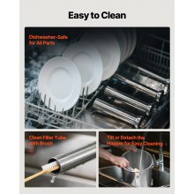 VEVOR Insaccatrice Manuale per Salsicce, Insaccatrice Verticale per Carne da 5 L, a Doppia Velocità, per Impieghi Gravosi in Acciaio Inox con 5 Tubi di Insacco, per Uso Commerciale e Domestico