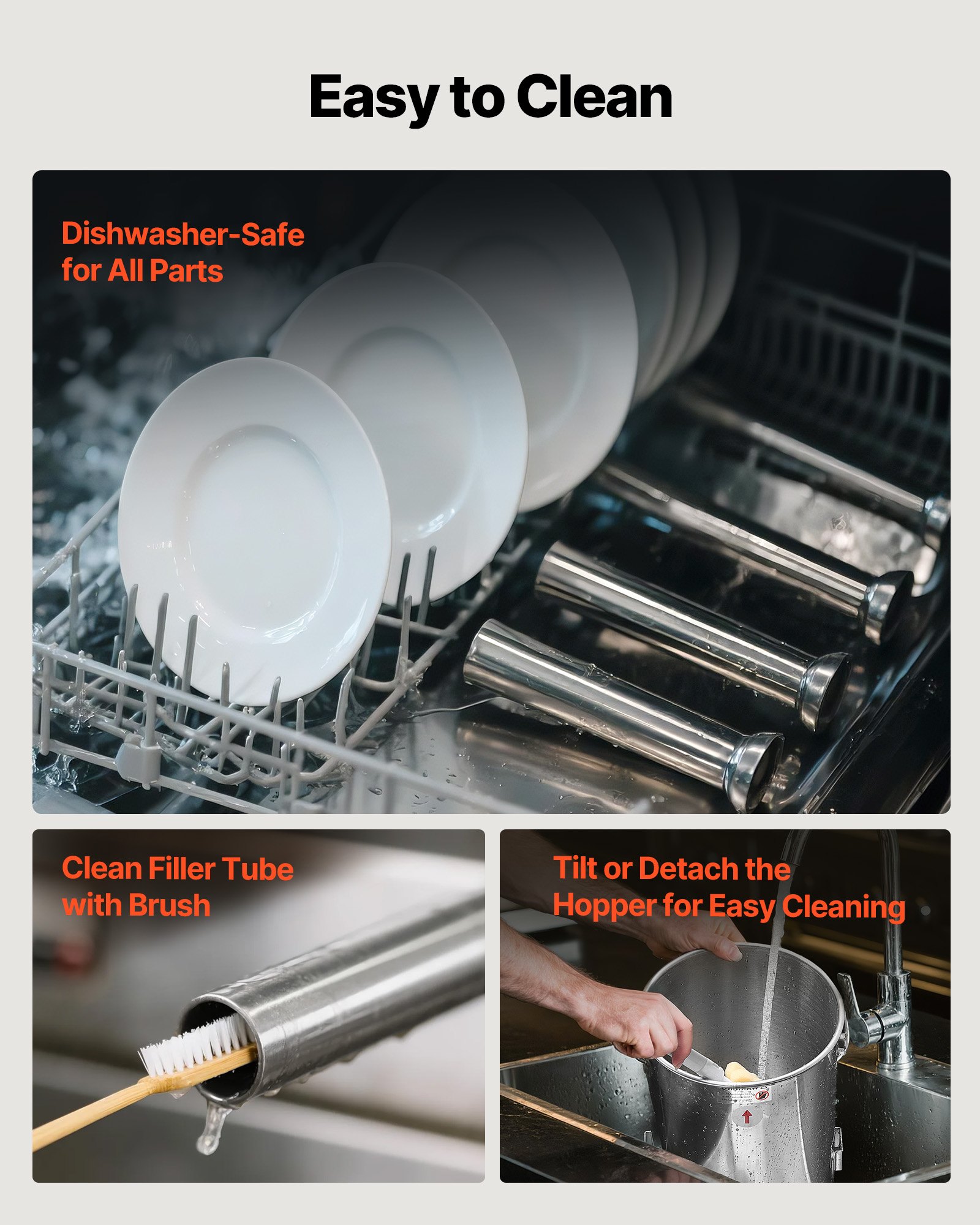 VEVOR Insaccatrice Manuale per Salsicce, Insaccatrice Verticale per Carne da 5 L, a Doppia Velocità, per Impieghi Gravosi in Acciaio Inox con 5 Tubi di Insacco, per Uso Commerciale e Domestico