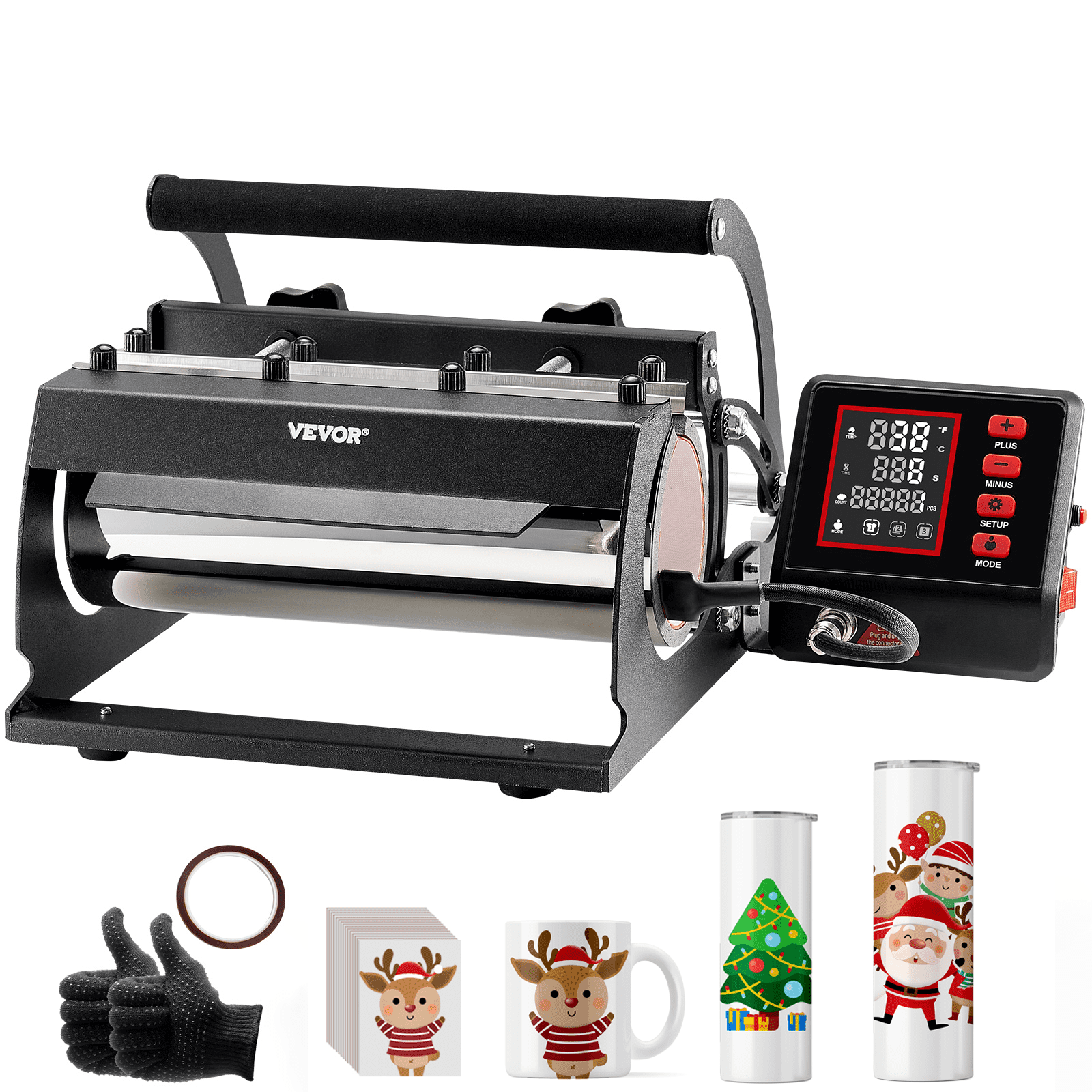 VEVOR Pressa per Bicchiere, Pressa per Tazze da 11-30 once, Pressa per Bicchiere con Carta per Sublimazione, Impostazione Temperatura Tempo, Tazze per Sublimazione, Macchina Pressa a Caldo Bicchiere