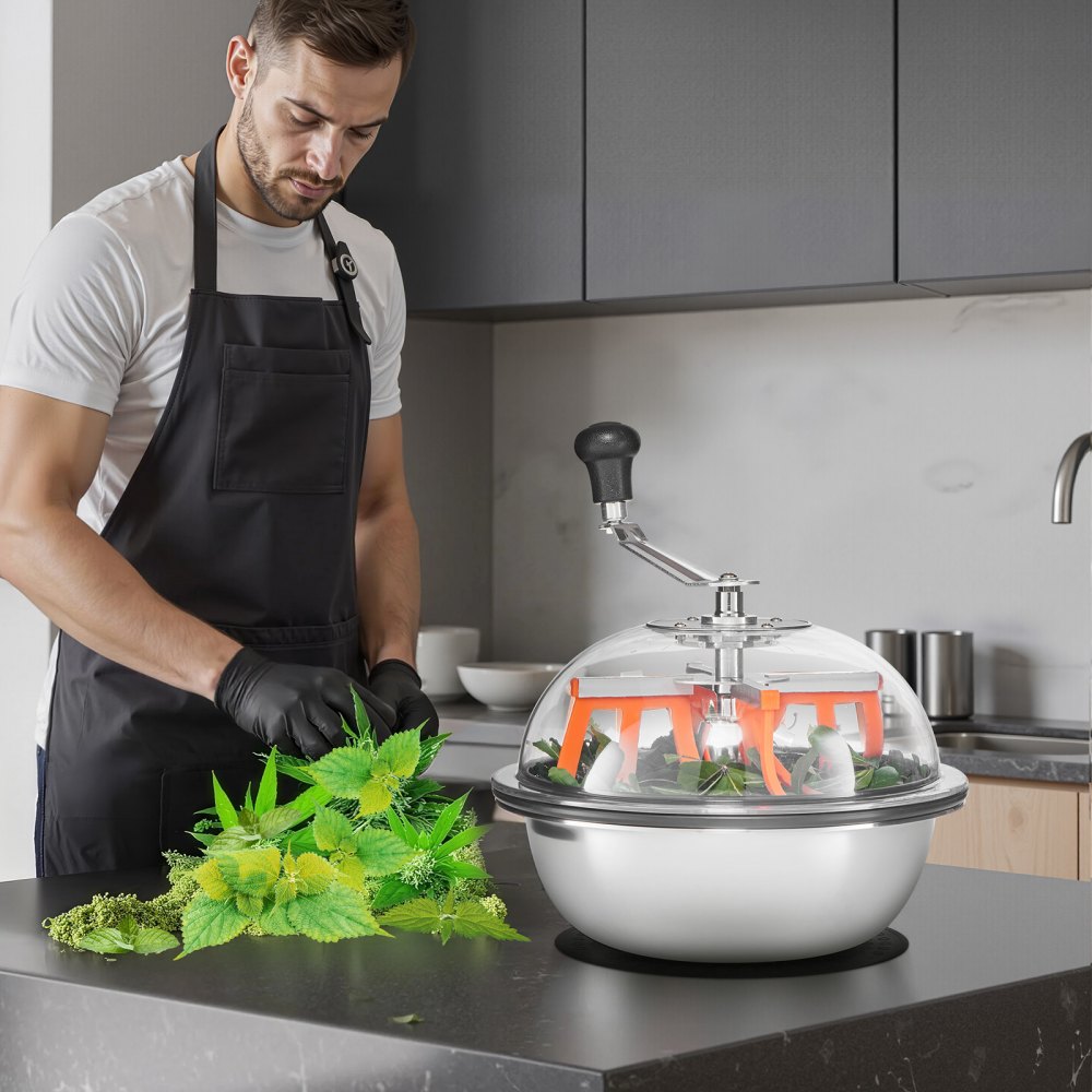 VEVOR Tagliafoglie a Ciotola Manuale, 330 mm con Lame Affilate in Acciaio Inossidabile, Taglio Visivo, Tagliatrice Manuale per Foglie Gemme a Umido e a Secco, Taglio a Rotazione per Piante