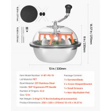 VEVOR Tagliafoglie a Ciotola Manuale, 330 mm con Lame Affilate in Acciaio Inossidabile, Taglio Visivo, Tagliatrice Manuale per Foglie Gemme a Umido e a Secco, Taglio a Rotazione per Piante
