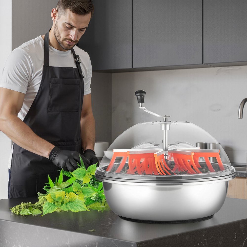 VEVOR Tagliafoglie a Ciotola Manuale, Tagliabordi Manuale da 600 mm, con Lame Affilate in Acciaio Inossidabile, Macchina da Taglio Idroponica a Umido e a Secco, Tagliatrice per Erba da Giardino