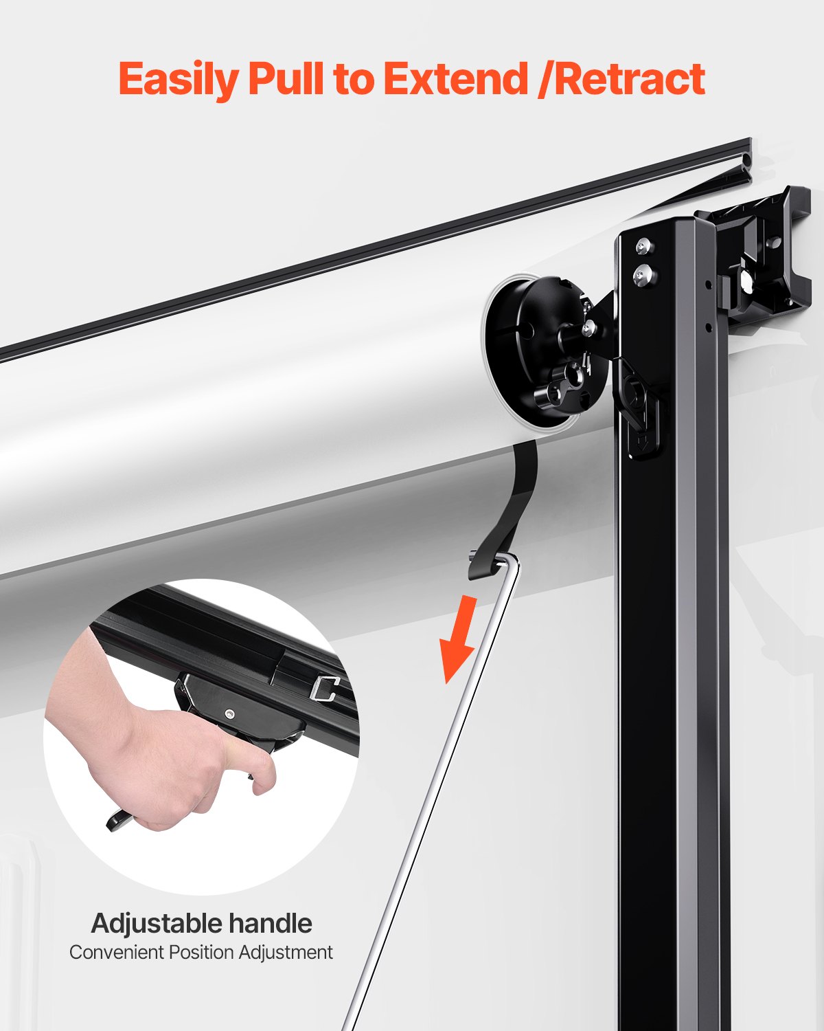 VEVOR Tenda da Sole di Ricambio Impermeabile in Vinile per Camper, Tenda da Sole Retrattile Modulare con Telaio in Lega di Alluminio, Nero Sfumato, Manuale 4267 mm Adatta Maggior Camper