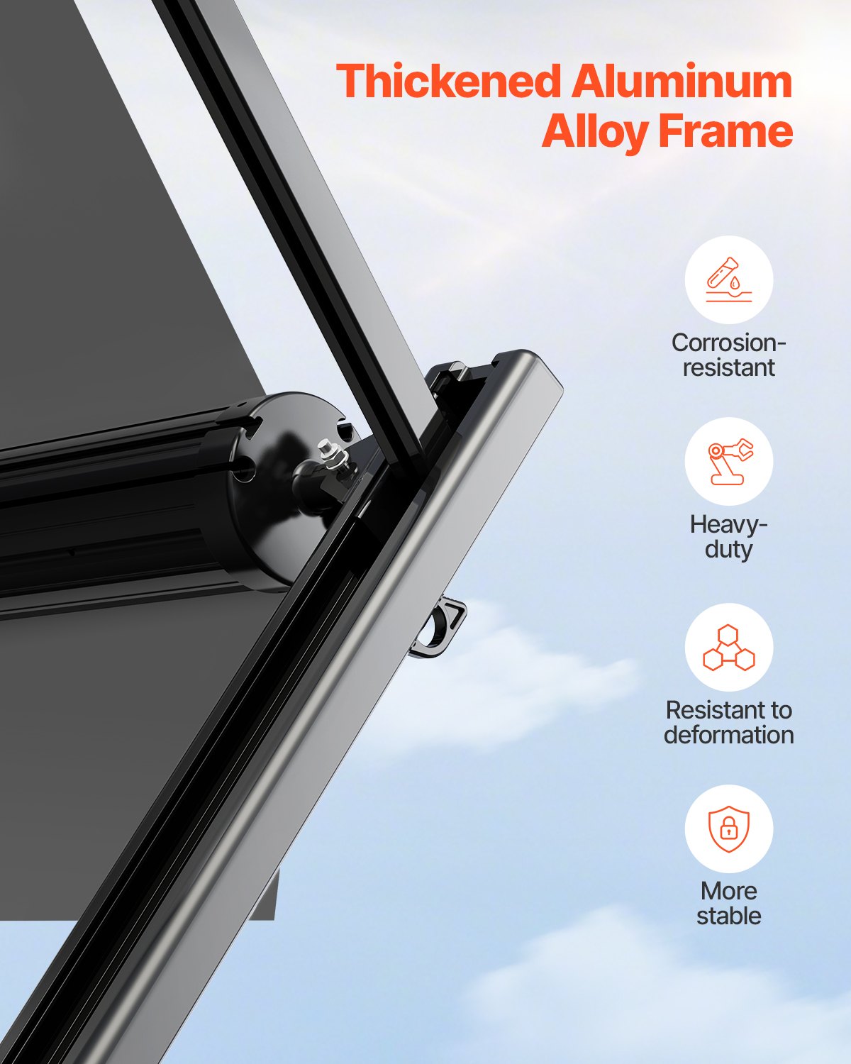 VEVOR Tenda da Sole di Ricambio Impermeabile in Vinile per Camper, Tenda da Sole Retrattile Modulare con Telaio in Lega di Alluminio, Nero Sfumato, Manuale 4876 mm Adatta Maggior Camper