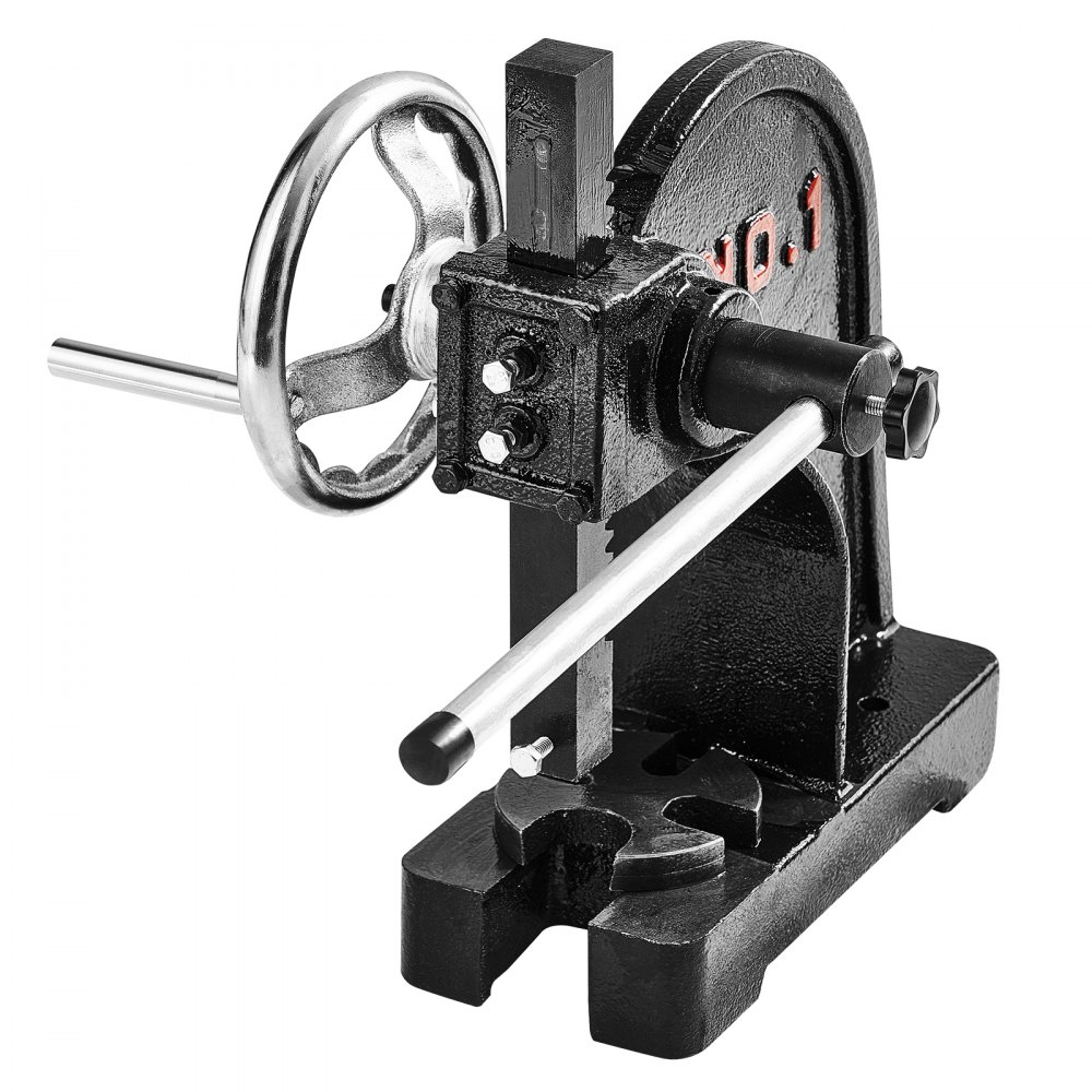 VEVOR Pressa a perno, Pressa per perno manuale da 1 tonnellata con volantino, Altezza massima 15 cm, Pressa per perno da tavolo manuale per carichi pesanti in ghisa, Pressa manuale di precisione