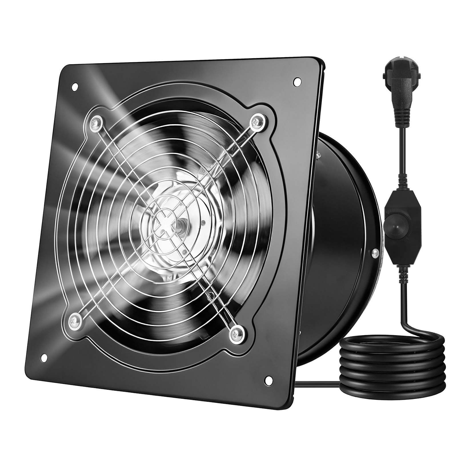 VEVOR Ventilatore di Scarico in Metallo da 203 mm, Ventilatore di Sfiato a Parete ad Alta Velocità da 576 CFM, Basso Consumo, per Soffitta, Garage, Cantina, Officina, Cucina, Pollaio, Nero