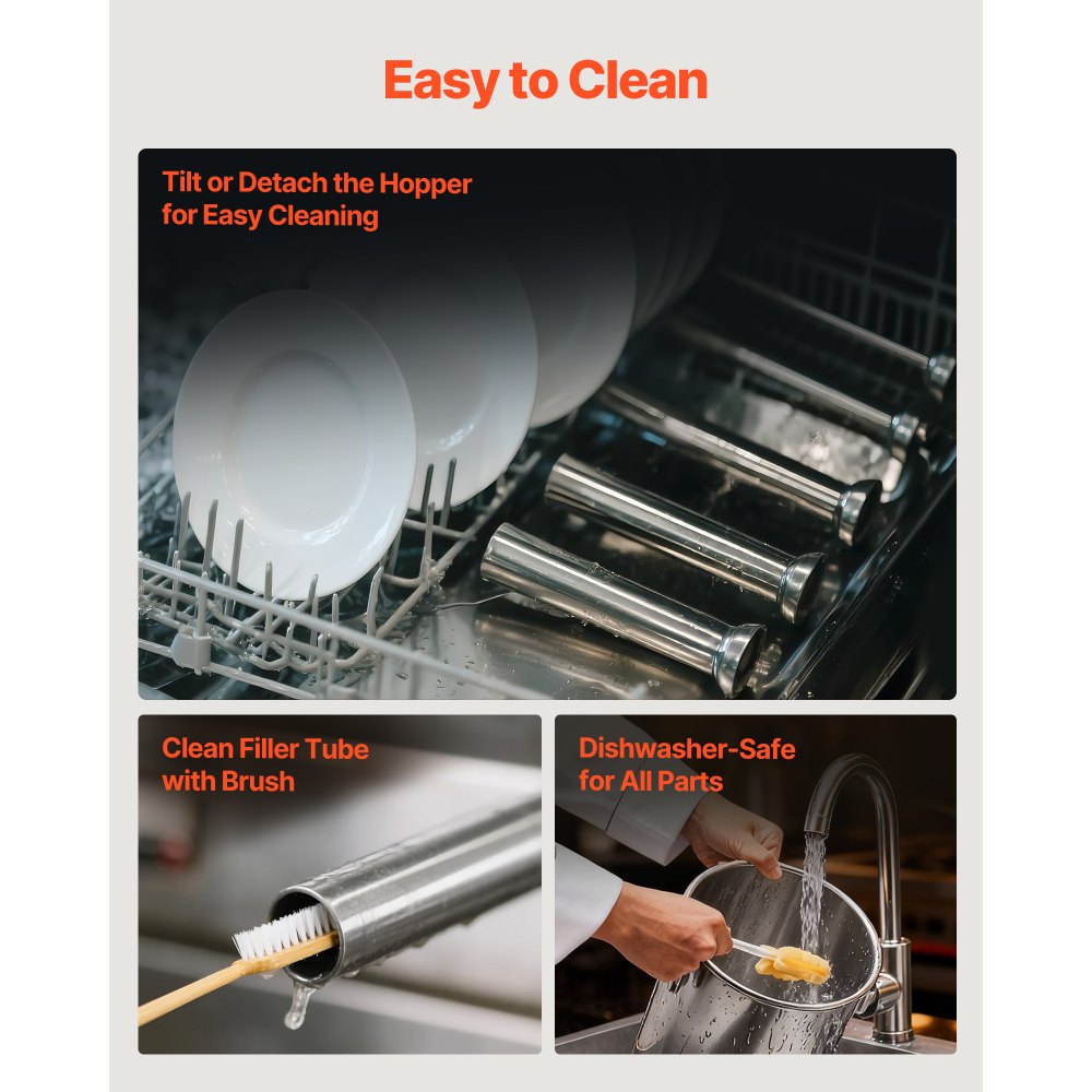 VEVOR Insaccatrice Elettrica per Salsicce 15 L, Macchina per Insaccatura Verticale con 2 Velocità e 5 Tubi di Riempimento e Maniglia, Insaccatrice per Carne in Acciaio Inossidabile per Uso Domestico