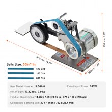 VEVOR Smerigliatrice a Nastro Levigatrice Velocità Variabile 550W con Accessori