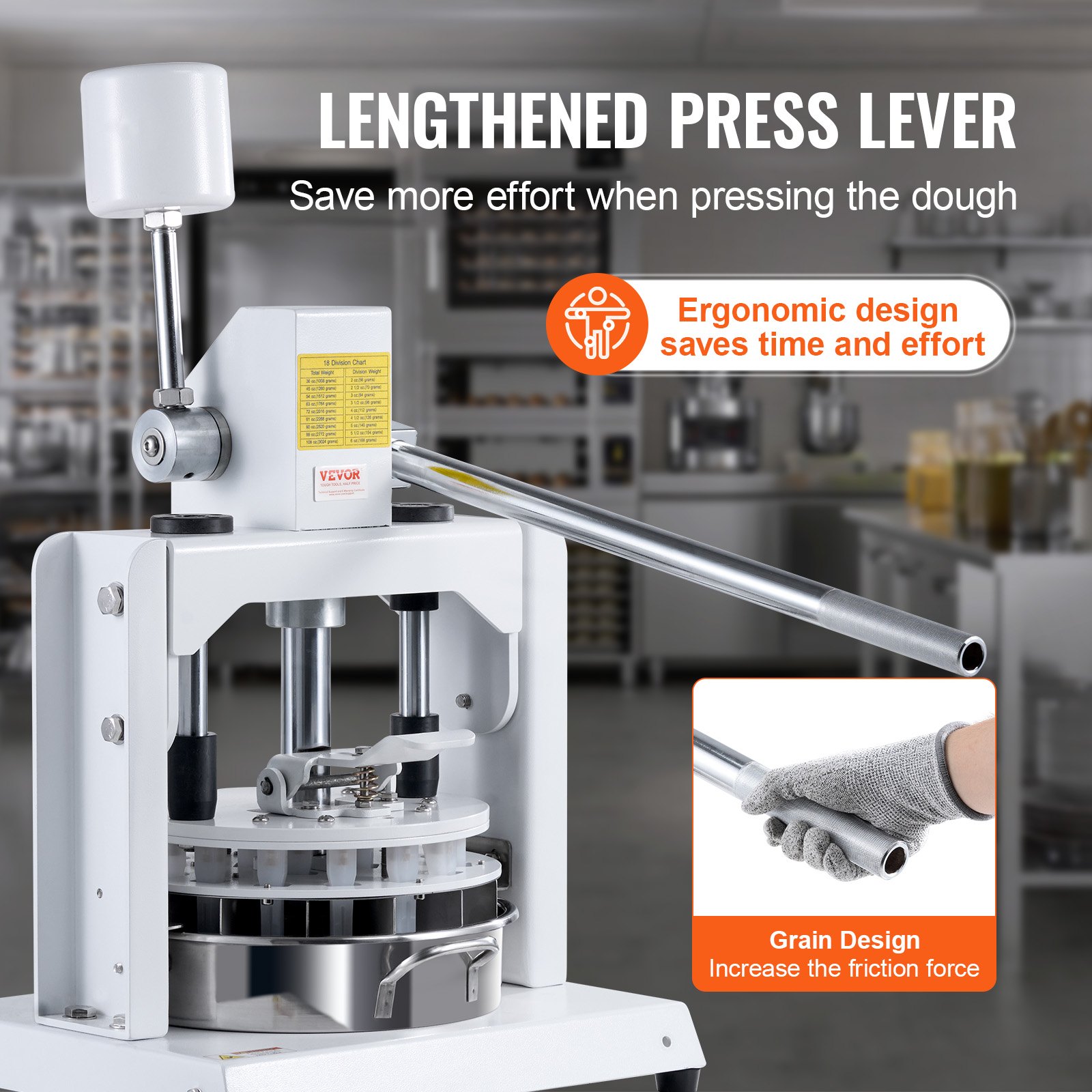 VEVOR Divisore Manuale per Impasto 18 PZ Macchina Manuale per Divisori Uguali per Impasto 60 g-280 g Taglierina per Impasto a Mano con Vassoio, Lama in Acciaio Inox 304, per Panetteria, Ristorante