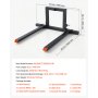 VEVOR Forche per Pallet con Attacco a 3 Punti, Portata 1814 kg in Acciaio, Lunghezza 1270 mm, Ideale per Trattori di Categoria 1, Distanza Regolabile 737-1168 mm, Attacco Rapido, Forche Arancioni