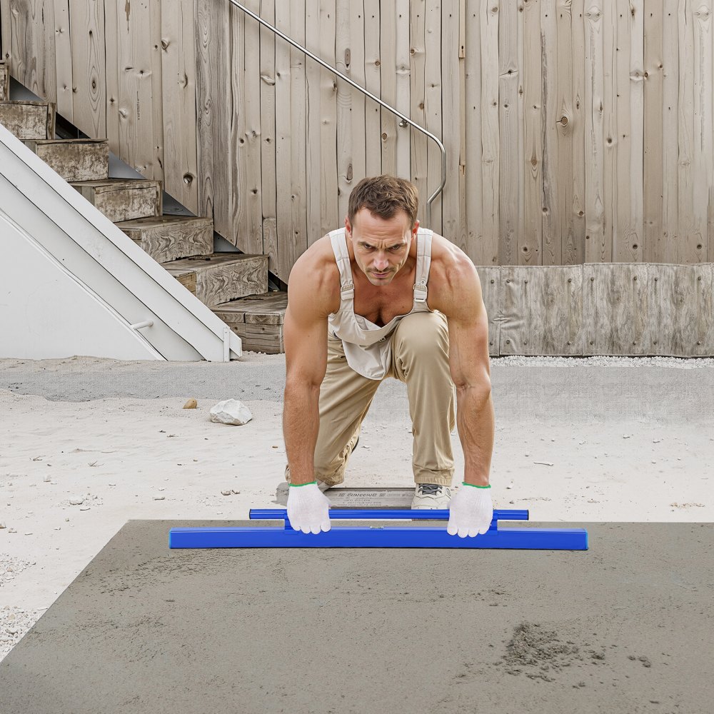 VEVOR concrete screed, 1.2 m screed with spirit level, easy cleaning & end cap design, aluminum & reversible handle for leveling floors, for small construction work & home renovations